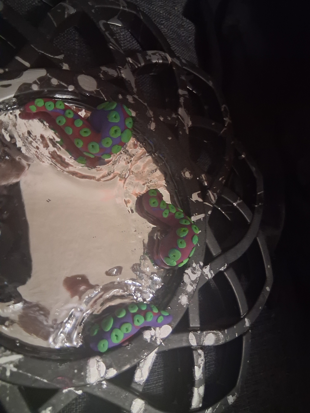 Black Decorative Mixed Media Wall Mirror With Octopus Tenticles Escaping - Picture 6 of 11